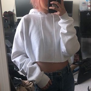SOLD white cropped hoodie